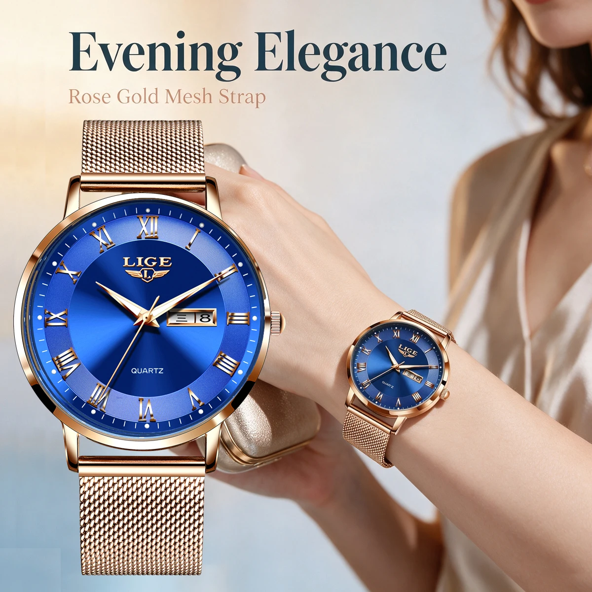 LIGE 2026 Fashion Luxury Lady Watch Elegant Women's Quartz Waterproof Date Watch Girlfriend Lover Gift reloj para mujer