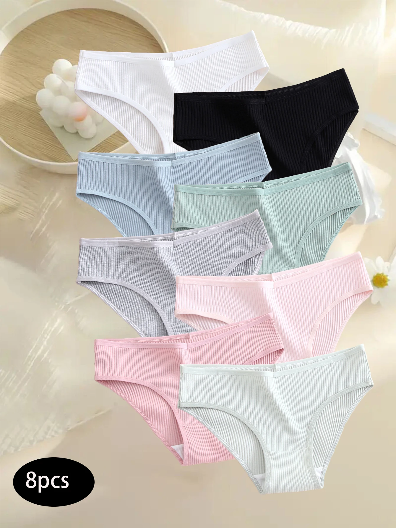 

8PCS/Set Women's Panties Comfortable Lingerie Cotton Striped Briefs Sexy Breathable Underwear Fashion Cozy Underpants Sale