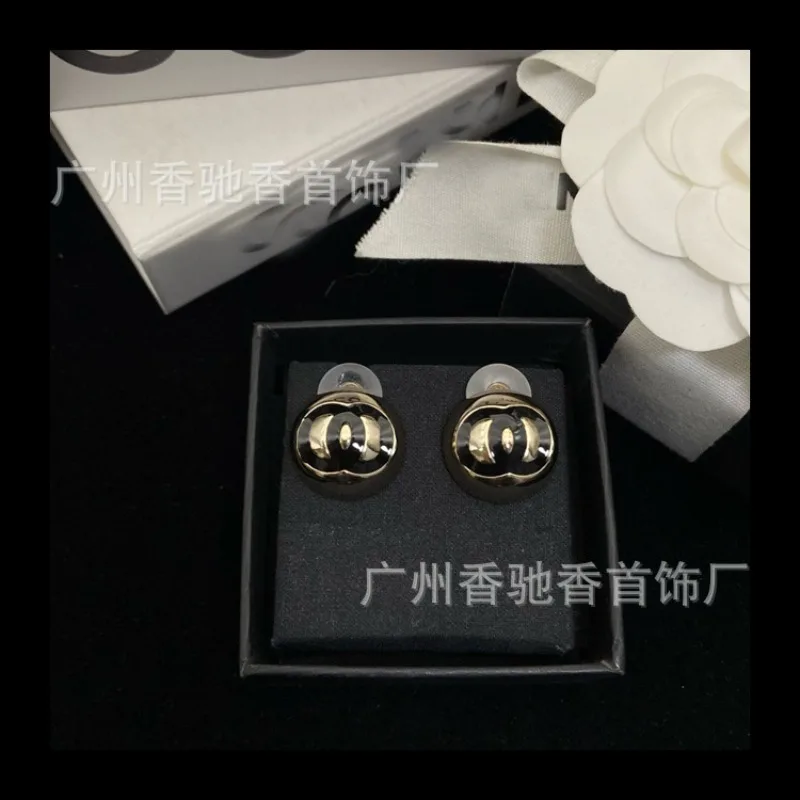 

New Enamel Round Multi-color Antique Stud Earrings French Simple Atmospheric Earrings Women