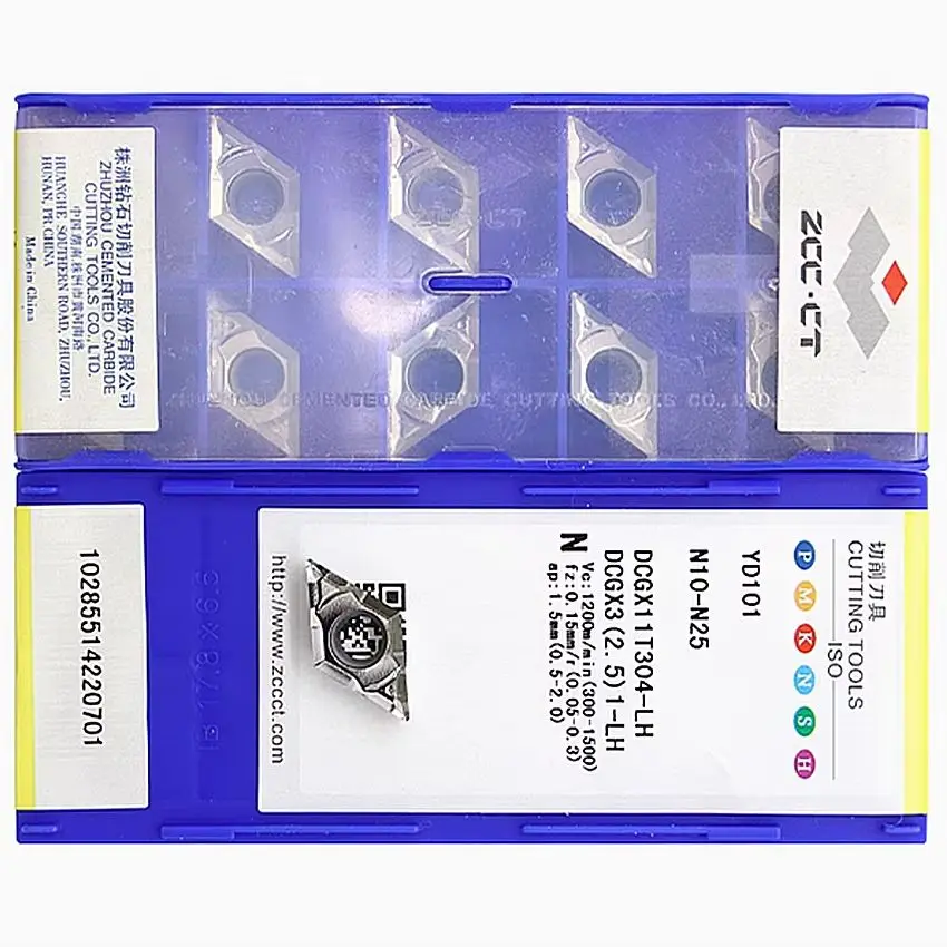 

DCGX11T302-LH YD101/DCGX11T304-LH YD101/DCGX11T308-LH YD101 ZCC.CT CNC tools blade carbide inserts Turning insert For Aluminum