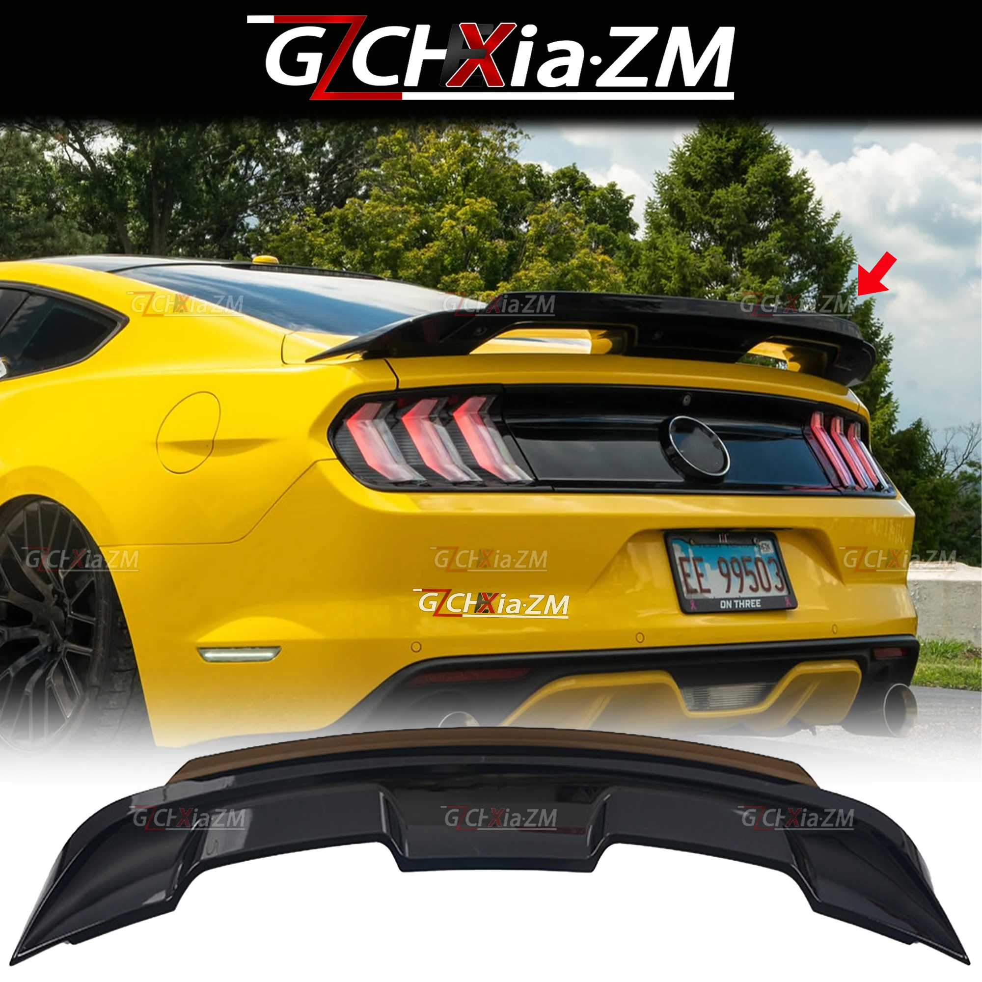 For 2015-2023 Ford Mustang GT V8 V6 Rear Spoiler Two-Stage ABS Acrylic Diffuser Trim Accessories Body Kit Rear Fender