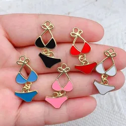 10pcs Gold Color Sexy Bikini Charms Enamel Briefs Pendant Fit DIY Necklaces Earrings Jewelry Making Handcrafted Accessories