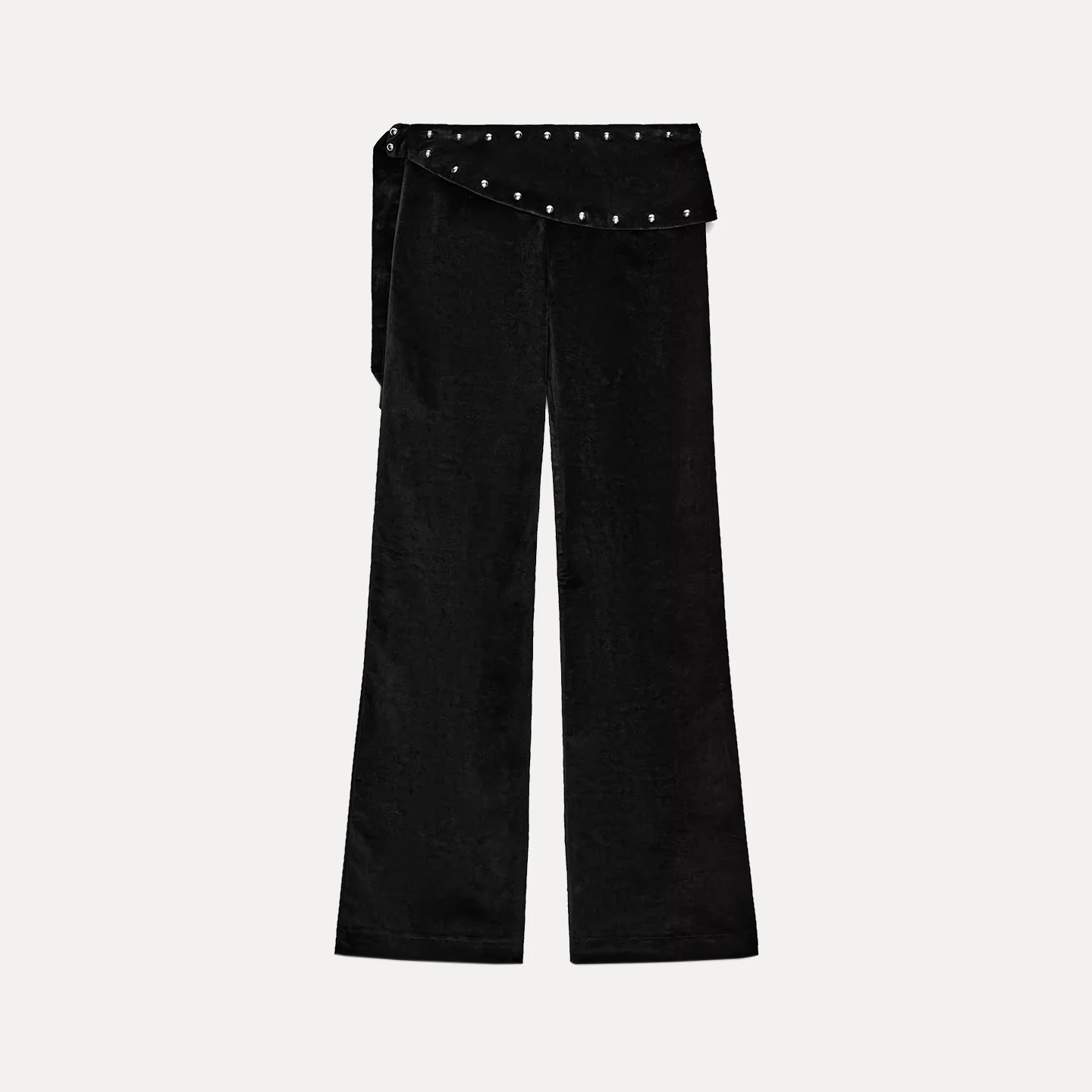 Z المرأة عالية الخصر جرس بوت السراويل Faionable Personali التفاف وشاح برشام تفصيل مجموعة الخريف #4