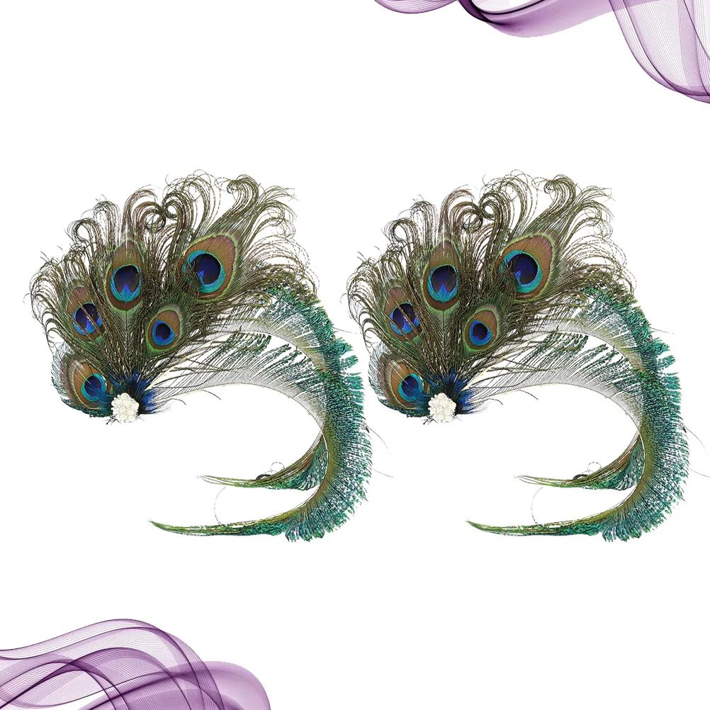 

2 Pcs Brides Hair Accessories Clips Flapper Purple Headpiece Boutique
