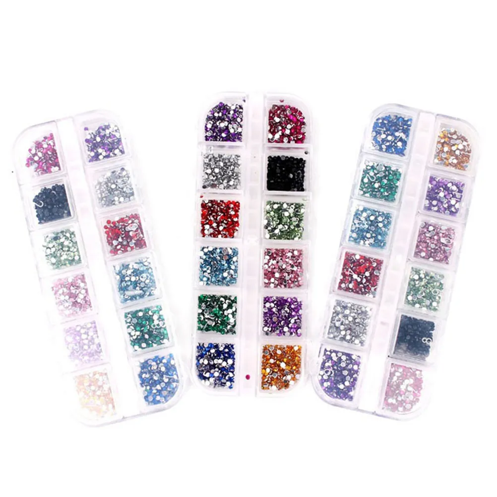 

12 Colors Nail Art Drop Drill Acrylic Teardrop Round Diamond for Glamorous Attractive Nails and Body Art Nail Decor