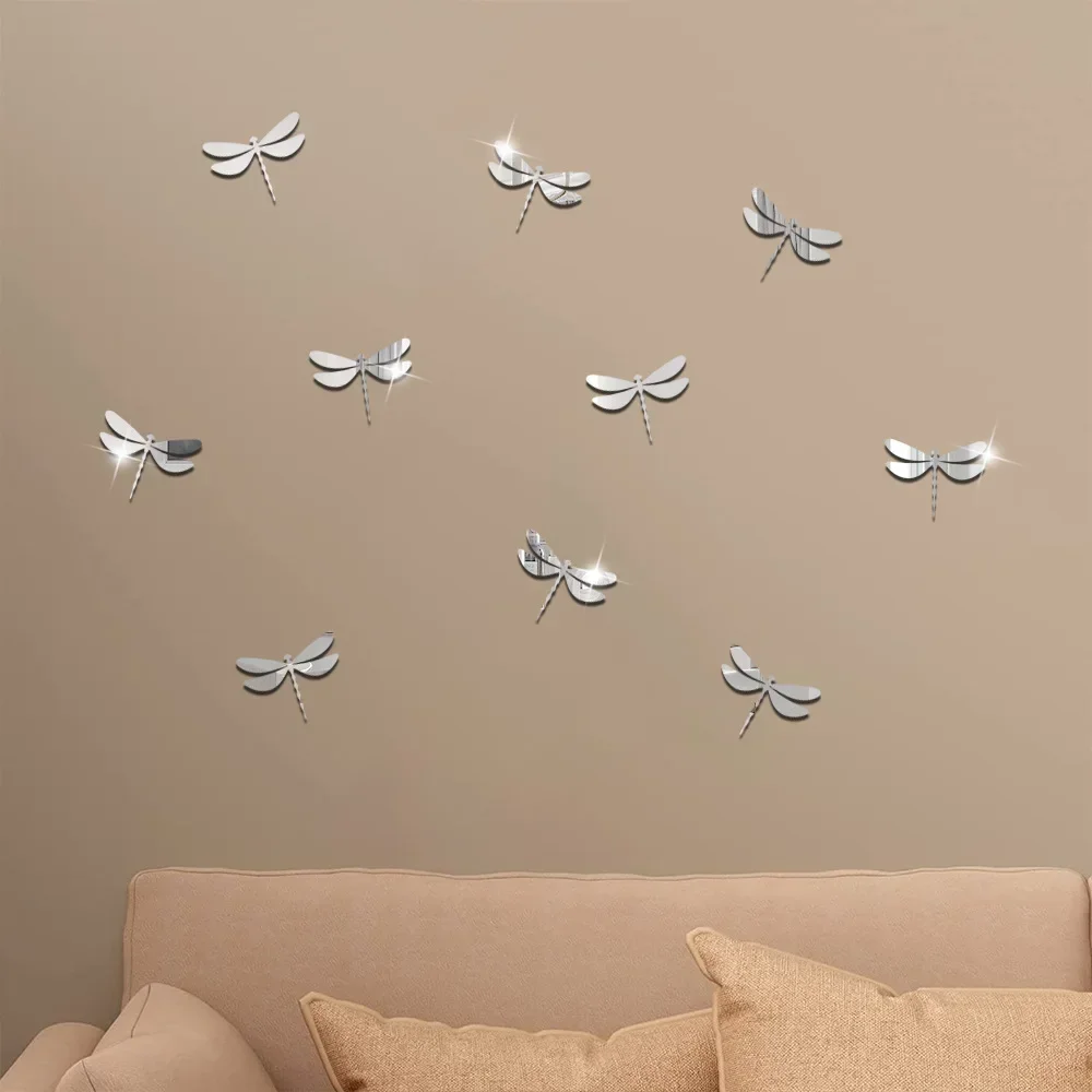 Dragonfly mirror acrylic decoration 3d three-dimensional wall paste home bedroom living room layout self-adhesive removable