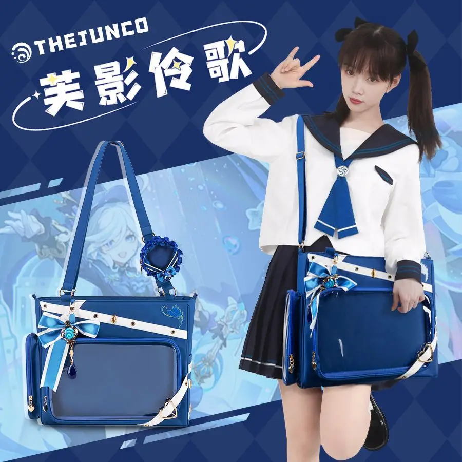 

Figures Gift Furina Genshin Impact Game JK Pain Pack Shoulder Bag Satchel Itabag Cosplay Handbag Gifts Halloween Game Anime
