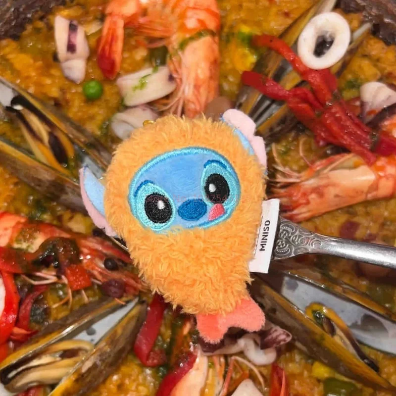 حقيقية الكرتون غرزة الروبيان المقلي أفخم المفاتيح قلادة الكرتون Kawaii دمية على ظهره معلقة حلية ديكور لعبة هدية لطيف