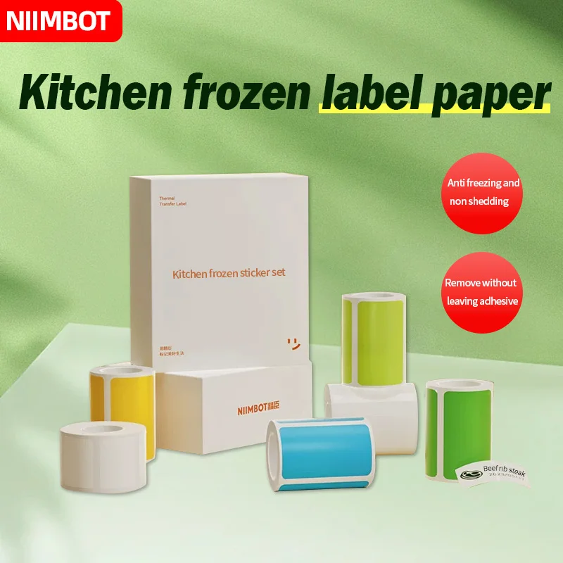 NIIMBOT B1 B21 B203 Frozen Label Paper Resistant to Low Temperatures Down to -18°C Sticker Roll For Kitchen/Freezer Cabinet New