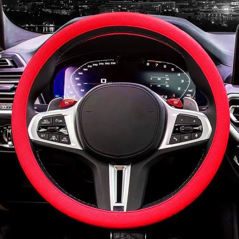 

Universal Car Steering Wheel Cover Elastic Glove Silicone Soft DIY Accessories Multi-color Decoration Anti-slip Texture Car G2H4