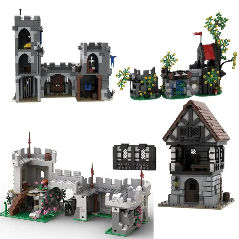 تجميع الجسيمات الصغيرة بناء الالعاب العملاقة MOC-232547 القرون الوسطى مدينة بناء منزل سحري قلعة الغابات لعبة مجسمة الديكور