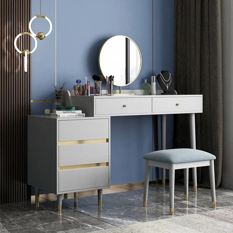 

'Modern Vanity Mirror Dressing Table with Mirror Deluxe Make up Table Wood Drawer Dresser