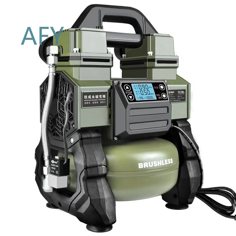 Frequency air compressor portable small oil-free silent air pump woodworking painting high pressure 220v