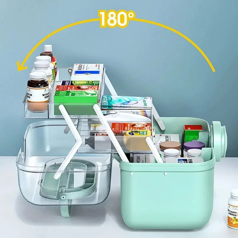 Medical Box Large Capacity with Handle Portable Multi-layer Household Medicine Storage Boxes Pill Case Bottle Organizer Case