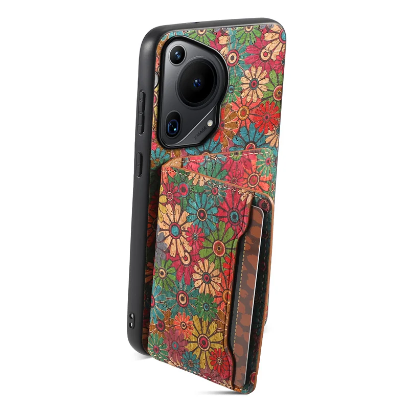 Flower Figure Leather Magnetic Wallet Phone Case For Huawei Pura 70 70Pro P60 Mate 70 60 50 40 30 Nova 12 11 Holder Back Cover