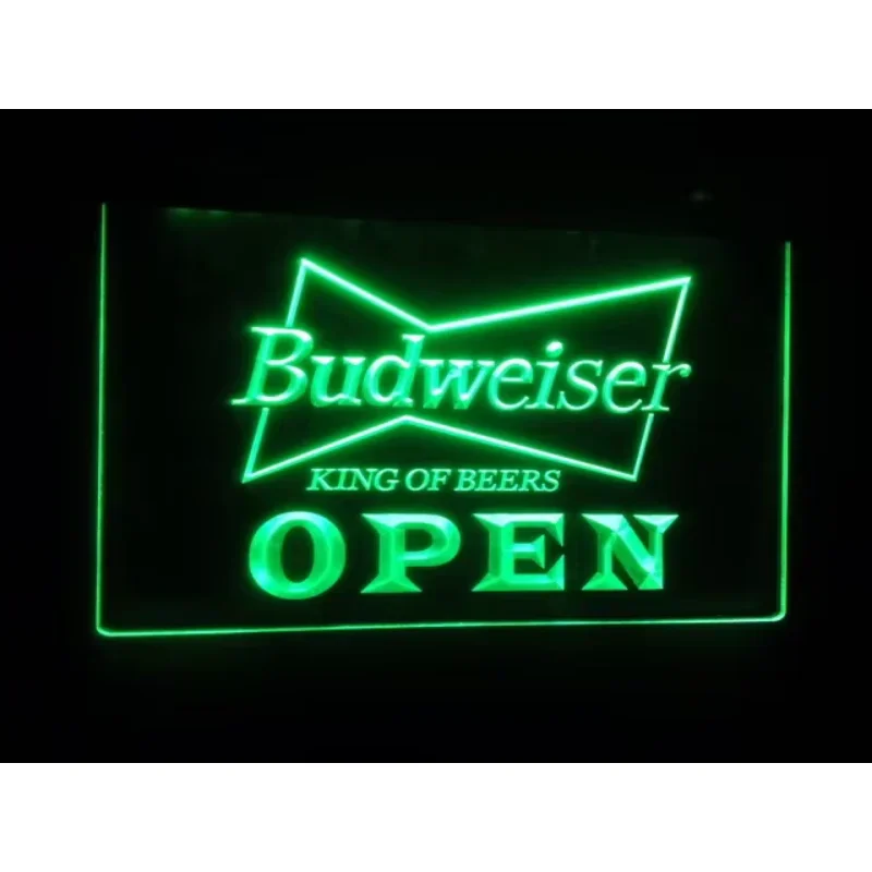 فتح Budweiser Led ضوء النيون تسجيل البيرة حانة نادي ديكور المنزل الحرف الديكور مسكن جدار ديكور خمر ديكور المنزل