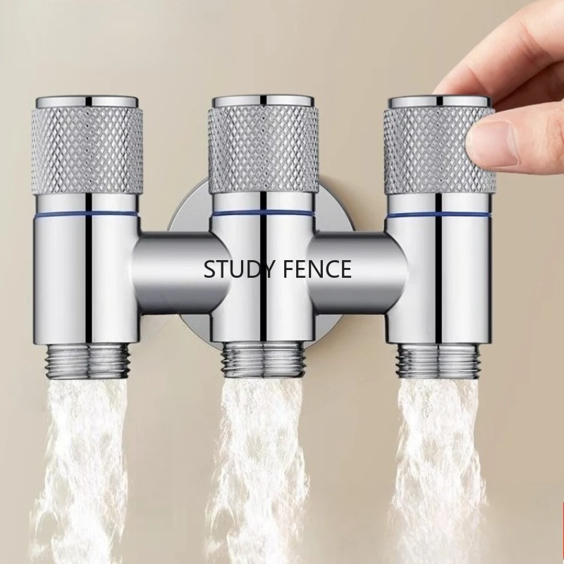 1pc Metal Three-way Angle Valve Four Way Faucet Outlet Valve Water Outlet Valve Household Hardware Accessories Kitchenware