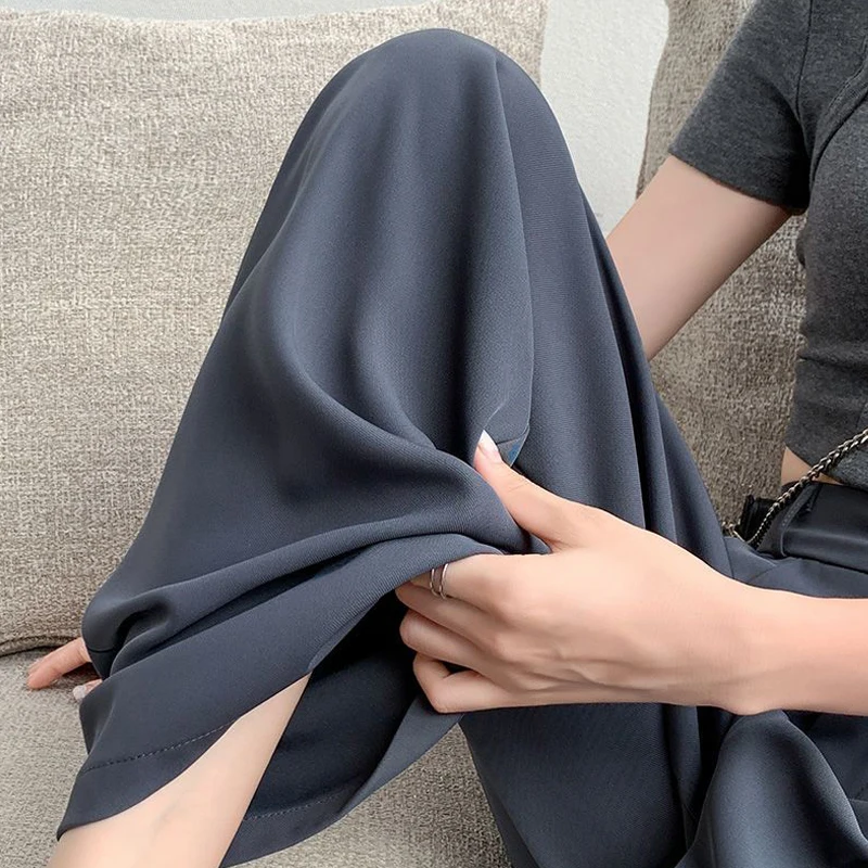 High Waist Drapey Wide Leg Pants Women Summer Thin Slimming Loose Concealing Casual Versatile Commute Long Trousers