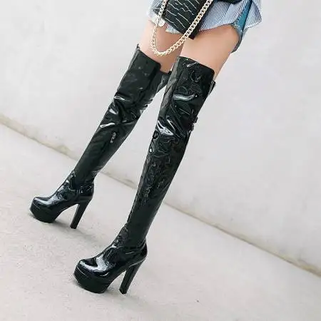 Fashion Thigh High Boots Women Autumn Winter Sexy Platform High Heels Over Knee Boots Fetish Red White Shoes Woman Plus Size 48