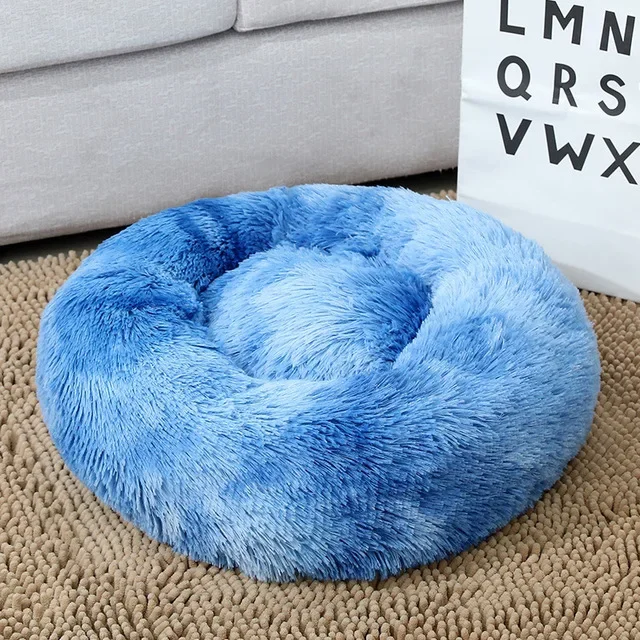 Style Super Soft Dog Cushion Round Washable Plush Fluffy Donut Dog Cat House Velvet Mats Sofa Dog Portable Pet Bed