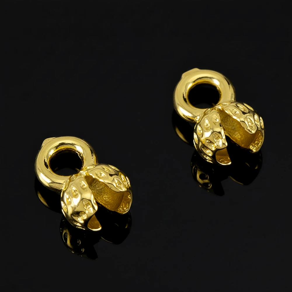 10/20pcs Crimp End Bead Accessories 18K Gold Plated Clam Shell Bead Tip,Crimp Ends,Ball Chain Connectors,DIY Jewelry Supplies