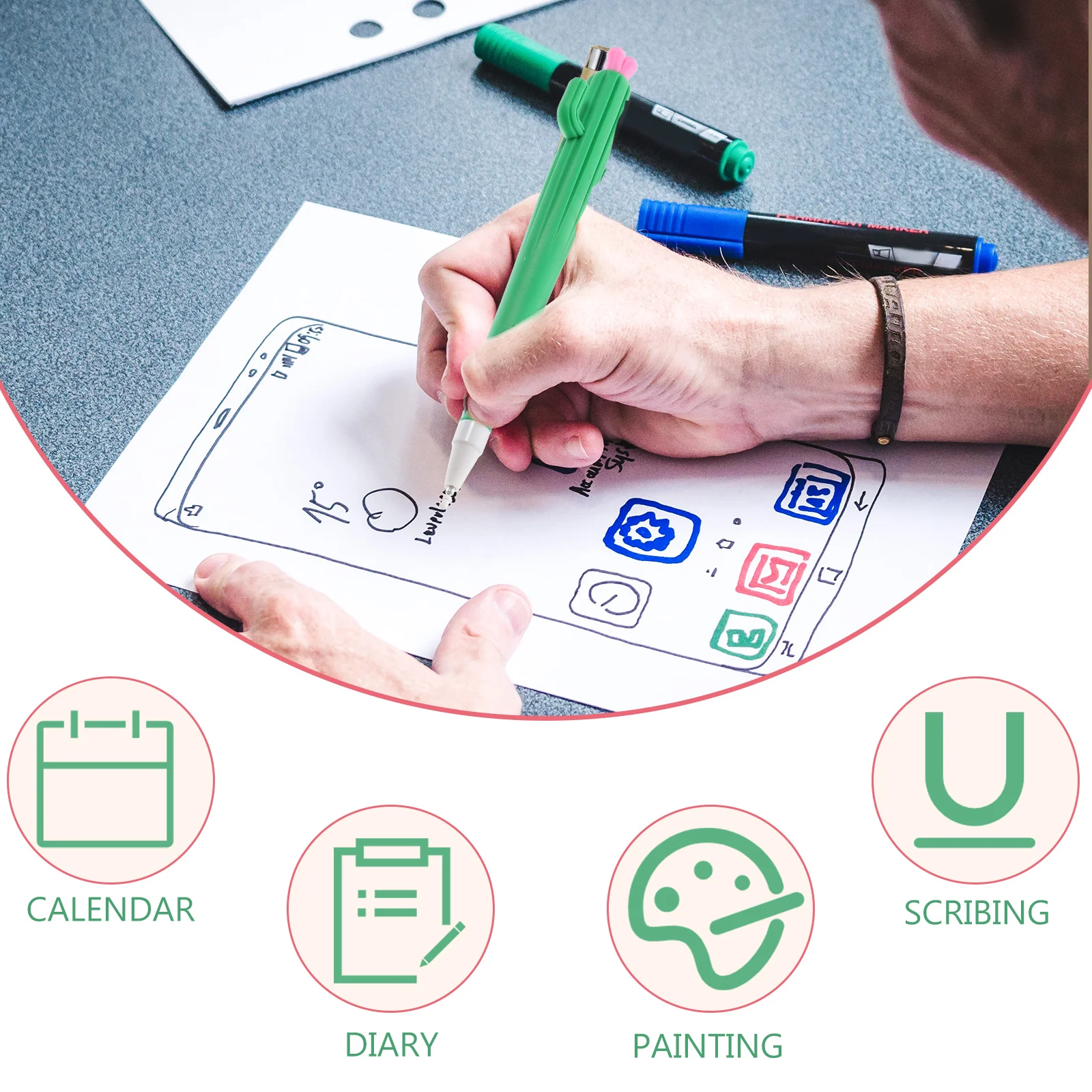 10 قطعة قلم حبر جاف الصبار تصميم النبات أقلام الكتابة للطلاب لوازم مكتبية مدرسة مكتب لون عشوائي