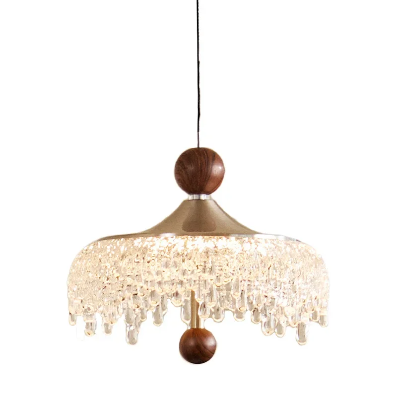 

Restaurant chandelier iceberg water drop retro walnut color aisle light French touch small chandelier