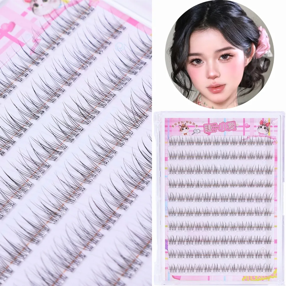 120 Kęp Duże Pojemne Bezklejowe Sztuczne Rzęsy Pojedyncza Kępka 8-10MM Zakrzywione C Naturalne Samoprzylepne Sztuczne Rzęsy Narzędzie