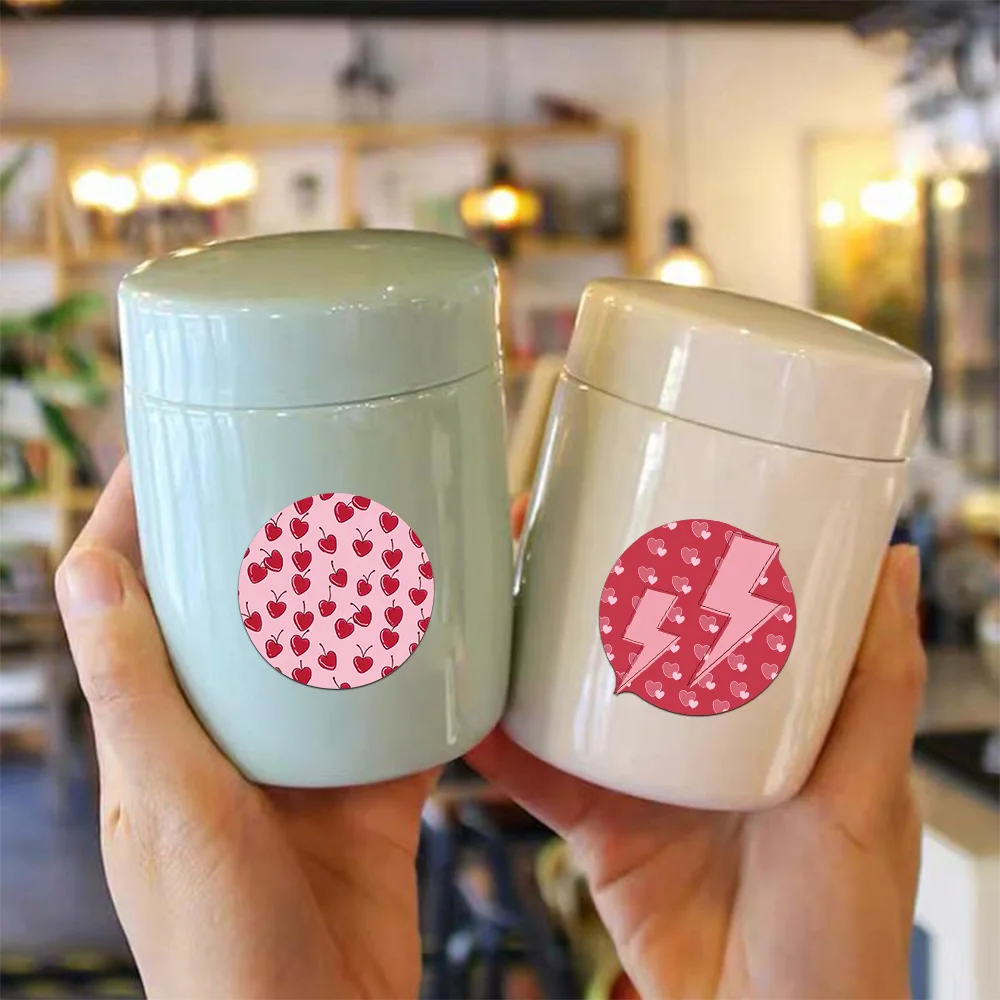 50PCS Pink Trendy Ins Modern Art Circular Graffiti Stickers Butterfly Love Cherry Lantern Ball Sunglasses Creative Decoration