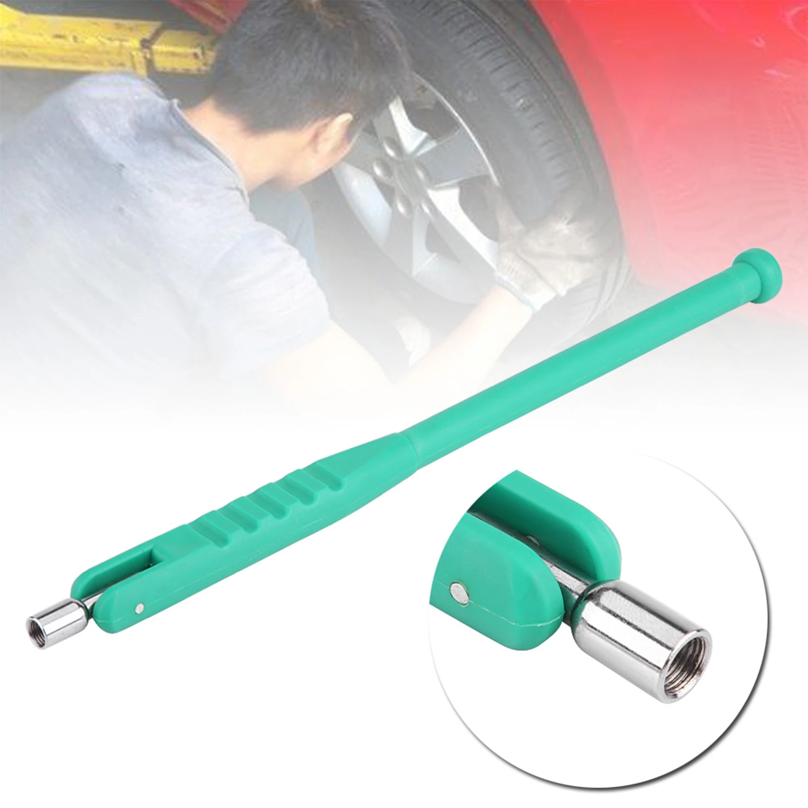 No Scratch Green Tire Valve Stem Puller Rod Tool With Valve Core Tool Built In