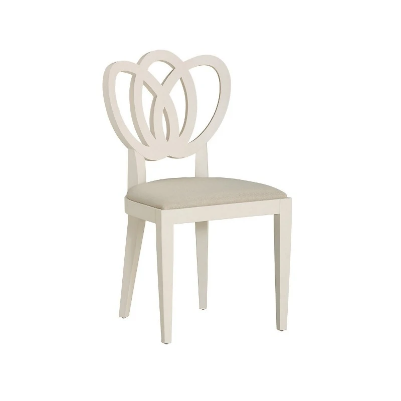 Solid wood carving flower empty back dining chair upholstered fabric seat restaurant home