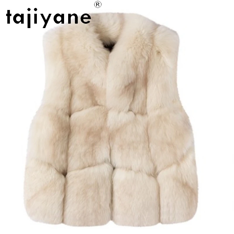 TAJIYANE 100% 천연 여우털 조끼 여성용 럭셔리 민소매 리얼 퍼 코트 2025 겨울 의류 짧은 조끼 여성용