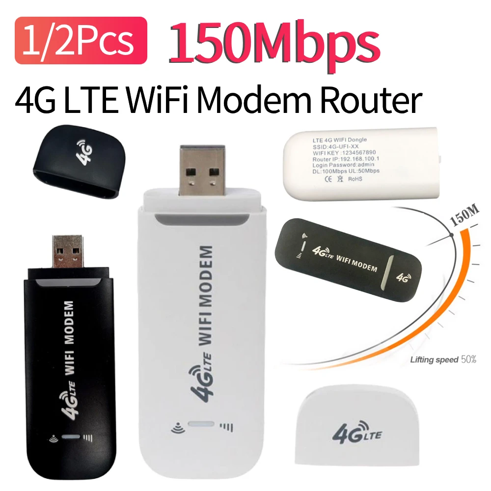

1/2 шт. 4G LTE USB-модем, разблокированный универсальный беспроводной маленький Wi-Fi-модем, маршрутизатор, ключ 150 Мбит/с для ноутбуков, ноутбуков, UMPCs MID
