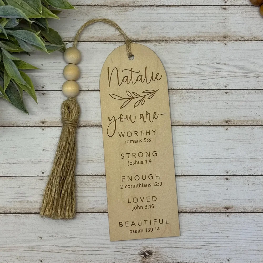 

Personalized Name 5Pcs Bible Wooden Bookmarks Baptism Gifts First Communion Inspirational Faith Bookmark Holiday Christmas Gifts
