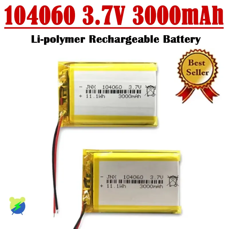 104060 3000mAh 3.7V Lithium Polymer Rechargeable Battery   for Tablet PC Camera GPS Navigator MP5 DVR Bluetooth Speaker Player