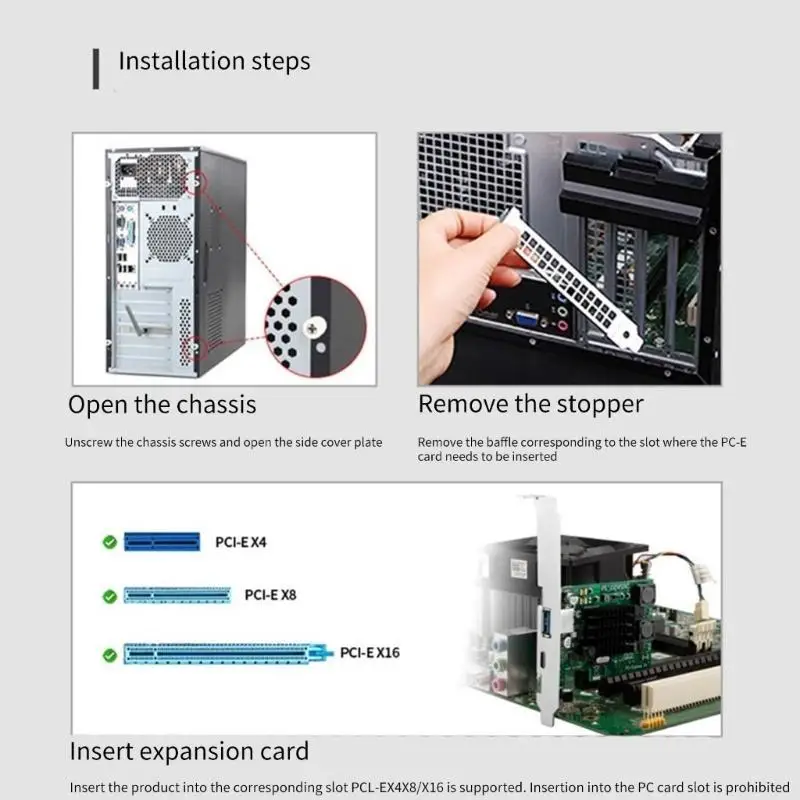 Y1UB 20Gbps 2Port TypeC USB3.2 PCIE3.0 Expansion Card Adapter PCIExpress PCIe USB Converter Card