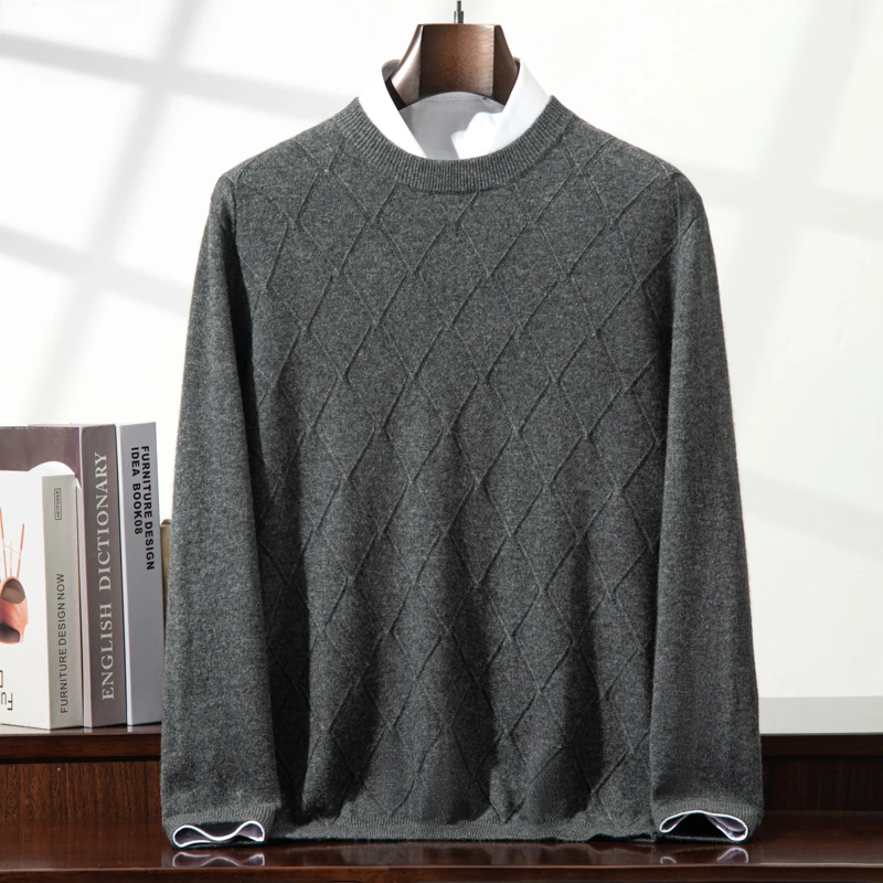 

Men's Trendy 100% Pure Cashmere Pullover High-Quality Knitted Sweater Loose Round-Neck Pull Jumper Streetwear Top