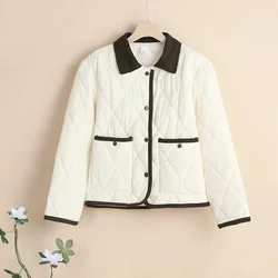 Women's Winter Parka 2024 Lapel Collar Elegant Leisure Down Cotton Jacket Fashion Versatile Short Ladies Cotton Padded Outwear