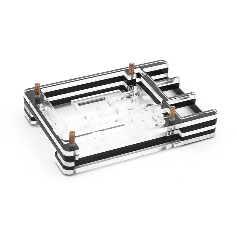 New 5 Layers Acrylic Case for Raspberry Pi 5 Transparent and Black Alternating Shell Support Installing Official Active Cooler