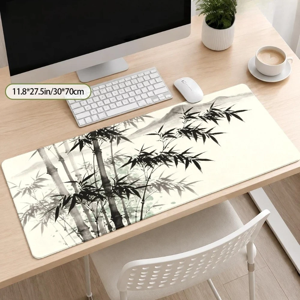 Large Chinese ink-wash bamboo mouse pad - Zen minimalist desktop pad, suitable meditation spaces and work areas tapis de souris