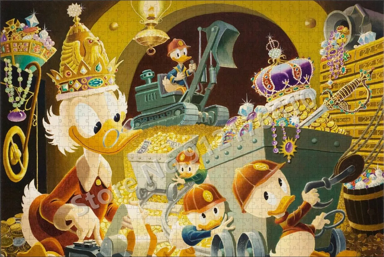 Donald Duck Seeks Treasures 108/200/300/500/1000 ชิ้นปริศนาไม้การ์ตูนดิสนีย์อะนิเมะจิ๊กซอว์ปริศนาของเล่นบีบอัด