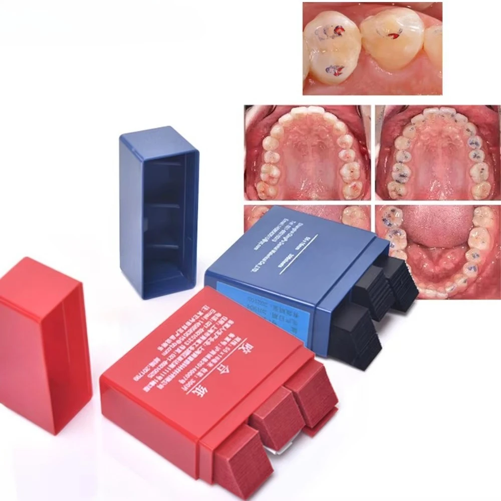 600PCS Cellulose Paper-EN149-2001 Dentist Material Red/Blue Double Sided Hinged Paper Strip Dentals Hinged Paper