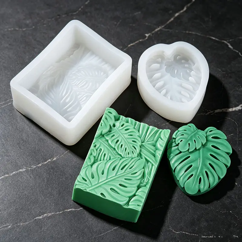 3D Monstera Leaf Silicone Soap Mold, Tropical Palm DIY Candle Soap Resin Plaster Bathroom Decor Handcraft Gift