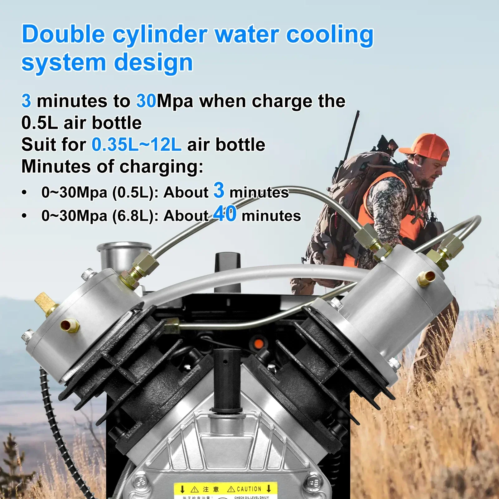 30MPa 4500psi Water-Cooled Single Cylinder Electric High Pressure Air Compressor Pump for Industrial Automotive Tire