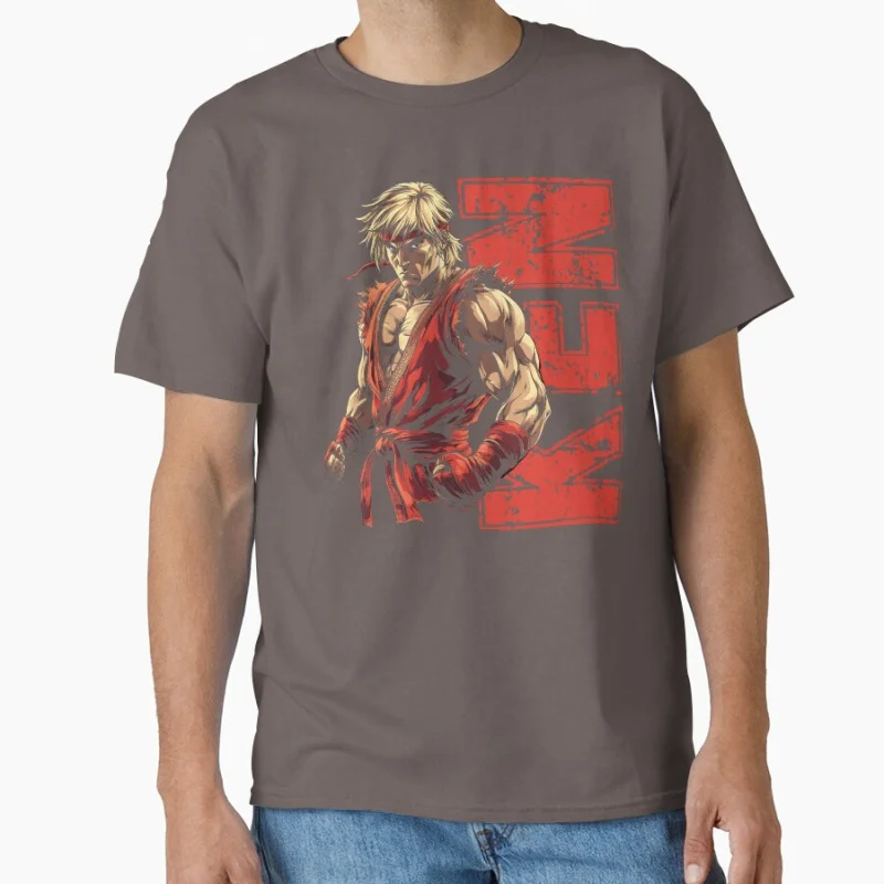 كين ماسترز 80s لعبة القتال الكلاسيكية الكرتون ممر ستريت فايتر هدية تي شيرت للرجل بلايز كبيرة الحجم 100% القطن المطبوعة