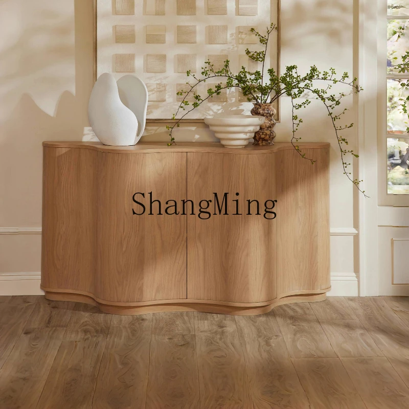 

ZYY medieval solid wood dining side cabinet retro living room home creative curved storage locker