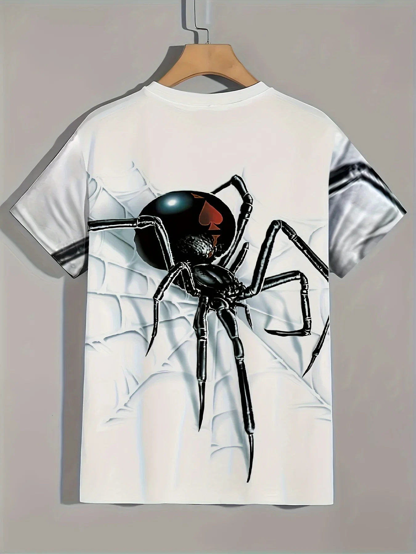 Poison Spider Pattern 3D Digital Printing Round Neck Short Sleeved T-shirt for Men's Casual Summer Round Neck Short Sleeved Top