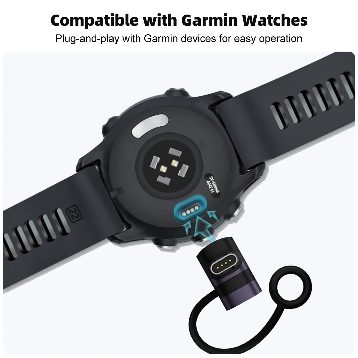 Type C Charging Cable Adapter Portable Connector For Garmin Fenix 7 7S 7X 6 6S 6X 5 5S 5X Venu 2 2S Smart Watch Charge Converter