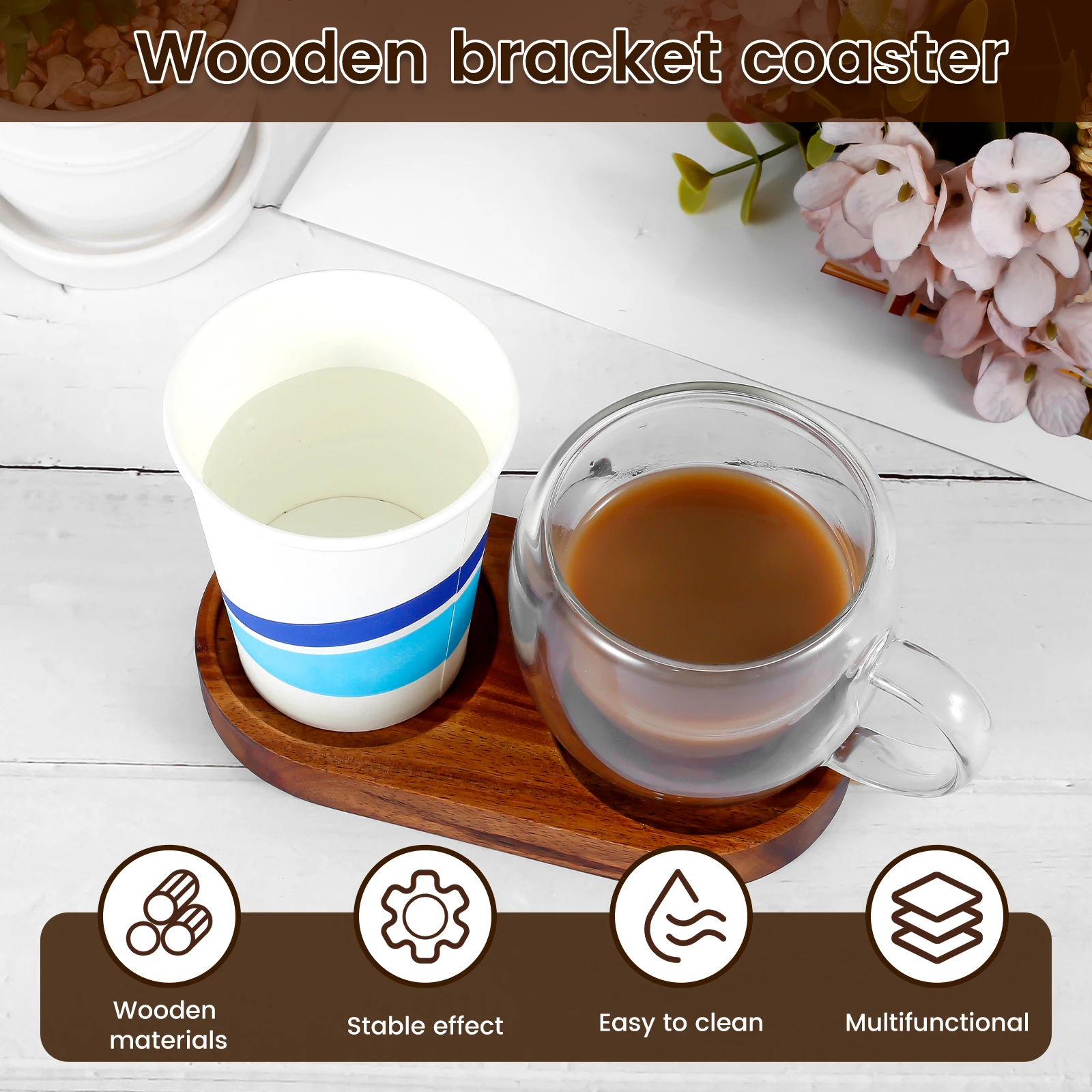 Pepper Mill Tray Wood Salt Pepper Shaker Stand Tray Tea Tray Kitchen Storage Holder Home Decoration Crafts Pepper Grinder Rest