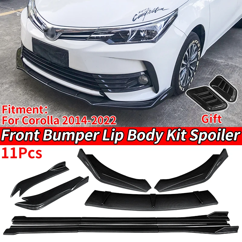 

Car Front Bumper Splitters Lip Body Kit Spoiler Side Skirts Extensions Rear Wrap Angle Accessories For Toyota Corolla 2014-2022